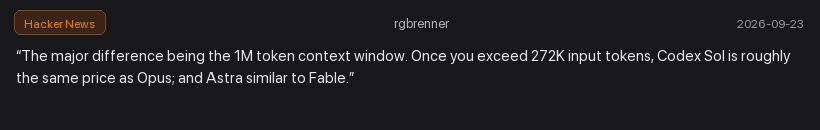 Hacker News comment from rgbrenner on the 272K-token pricing threshold