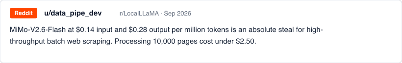 Reddit 用户 u/data_pipe_dev 关于高并发批量爬虫抓取成本的评价