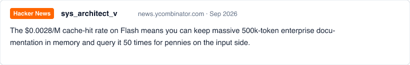 Hacker News 用户 sys_architect_v 关于长文档缓存经济学的评价