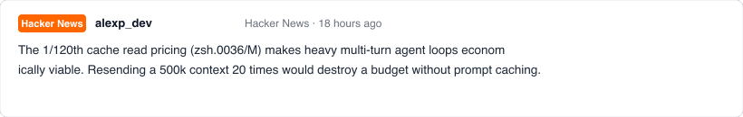 Commentaire Hacker News de alexp_dev sur l'économie du cache