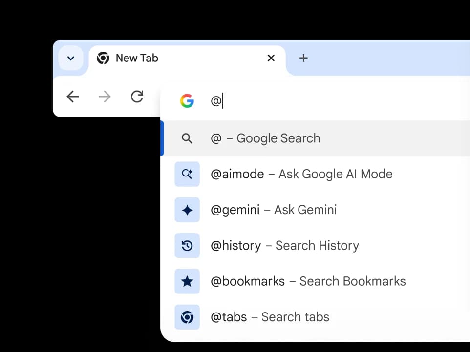 Chrome 地址栏快捷入口包含 Gemini 与 Google AI Mode