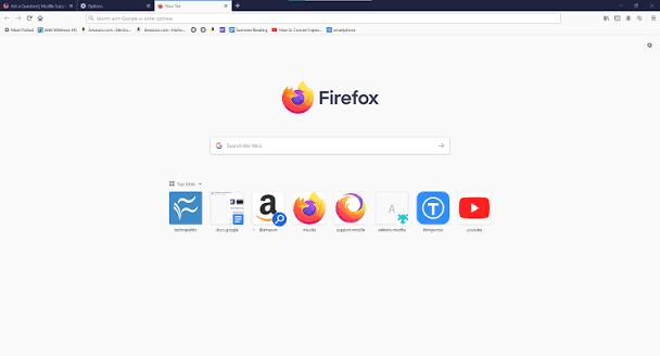 Firefox new tab with search and top sites