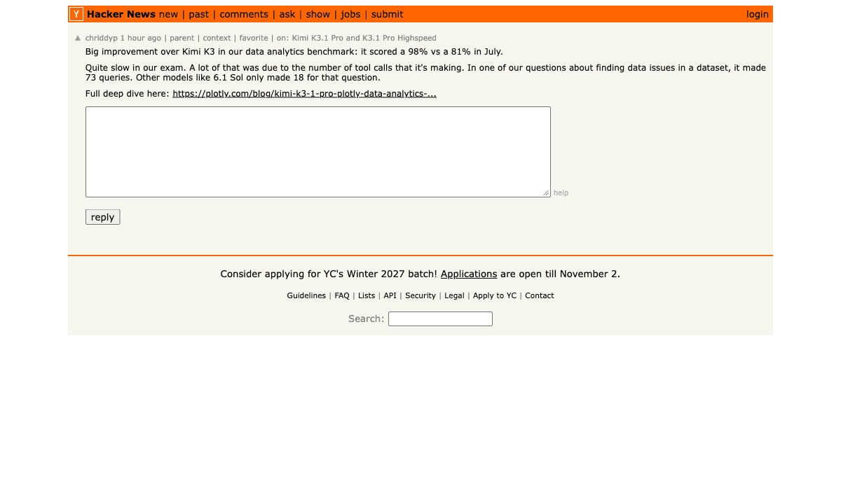 Hacker News comment by chriddyp discussing data-analysis quality and excessive queries.